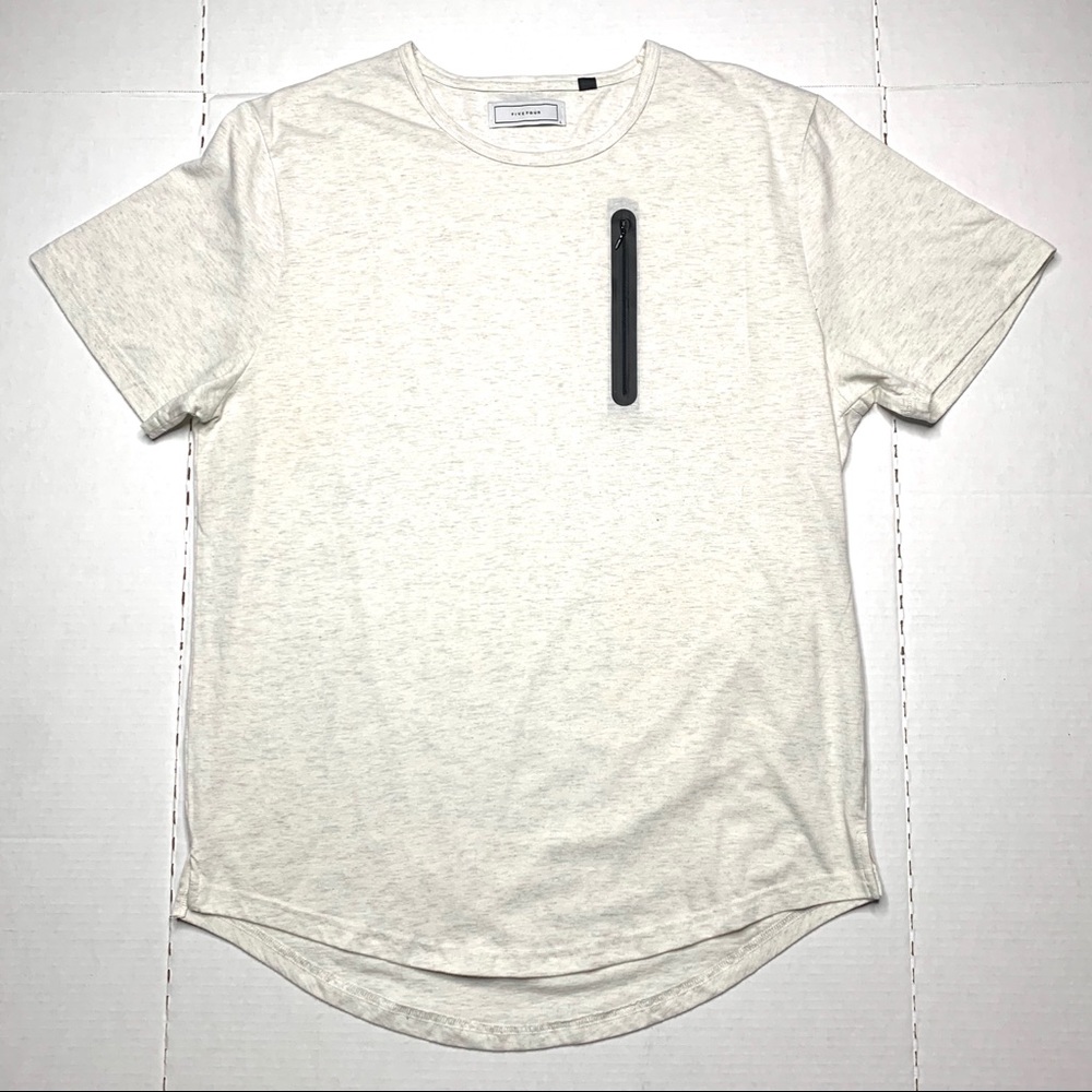 Five-Four White T-Shirt with Black zipper pocket